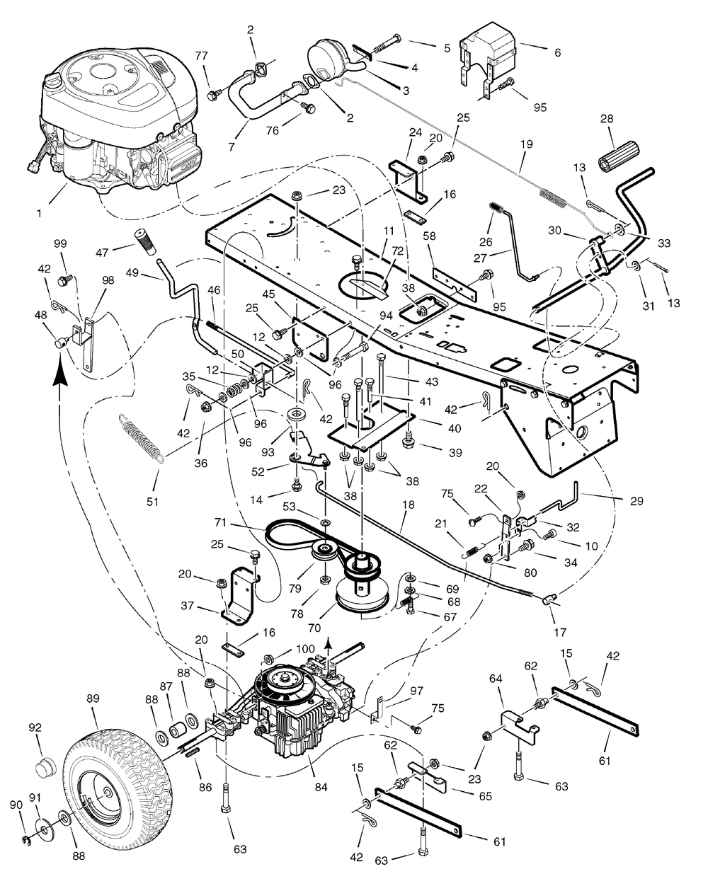 Motion Drive Diagram and Parts List for 309001X08A 2009 Briggs and Stratton Lawn Tractor